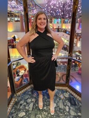 Elegant Black Cross Front Dress